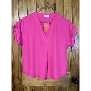 Women's Size XL Jess Lea Whitney Woven Blouse Pink